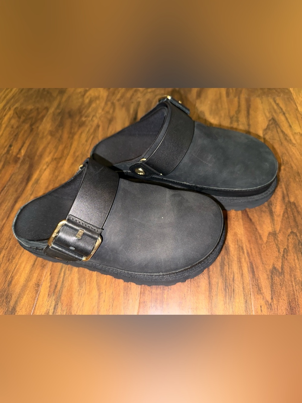 UGG Women's Black Slip-On Clog with Buckle Strap